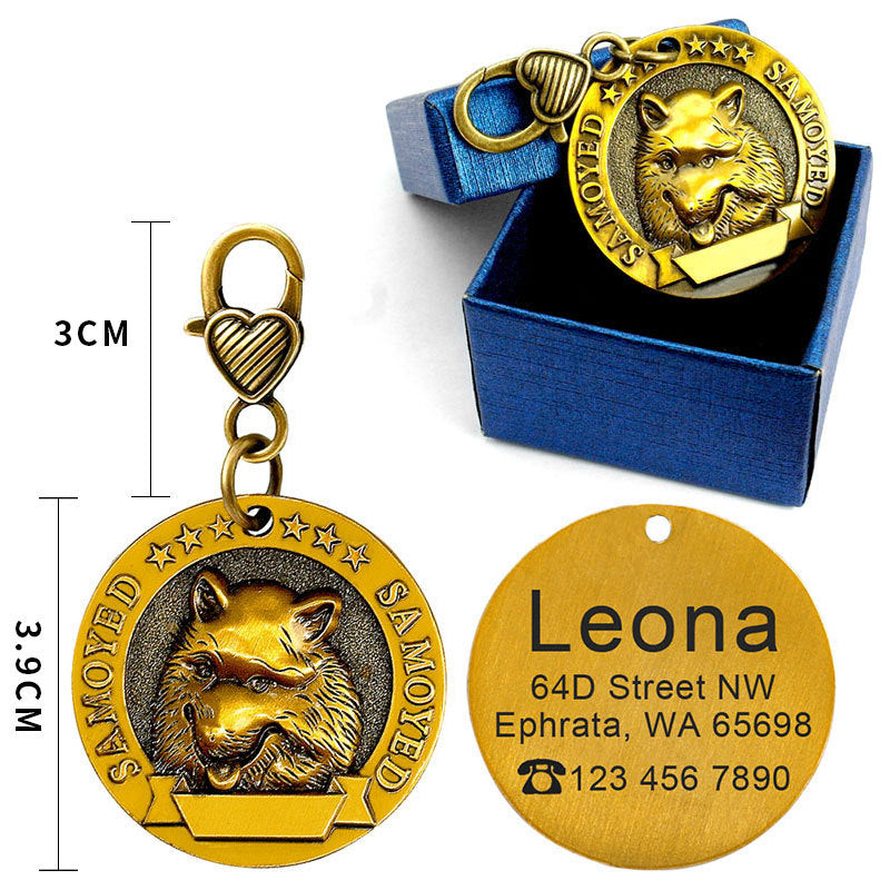 StellarShops Custom Metal Engraved Dog ID Tag Anti-lost Identity Card