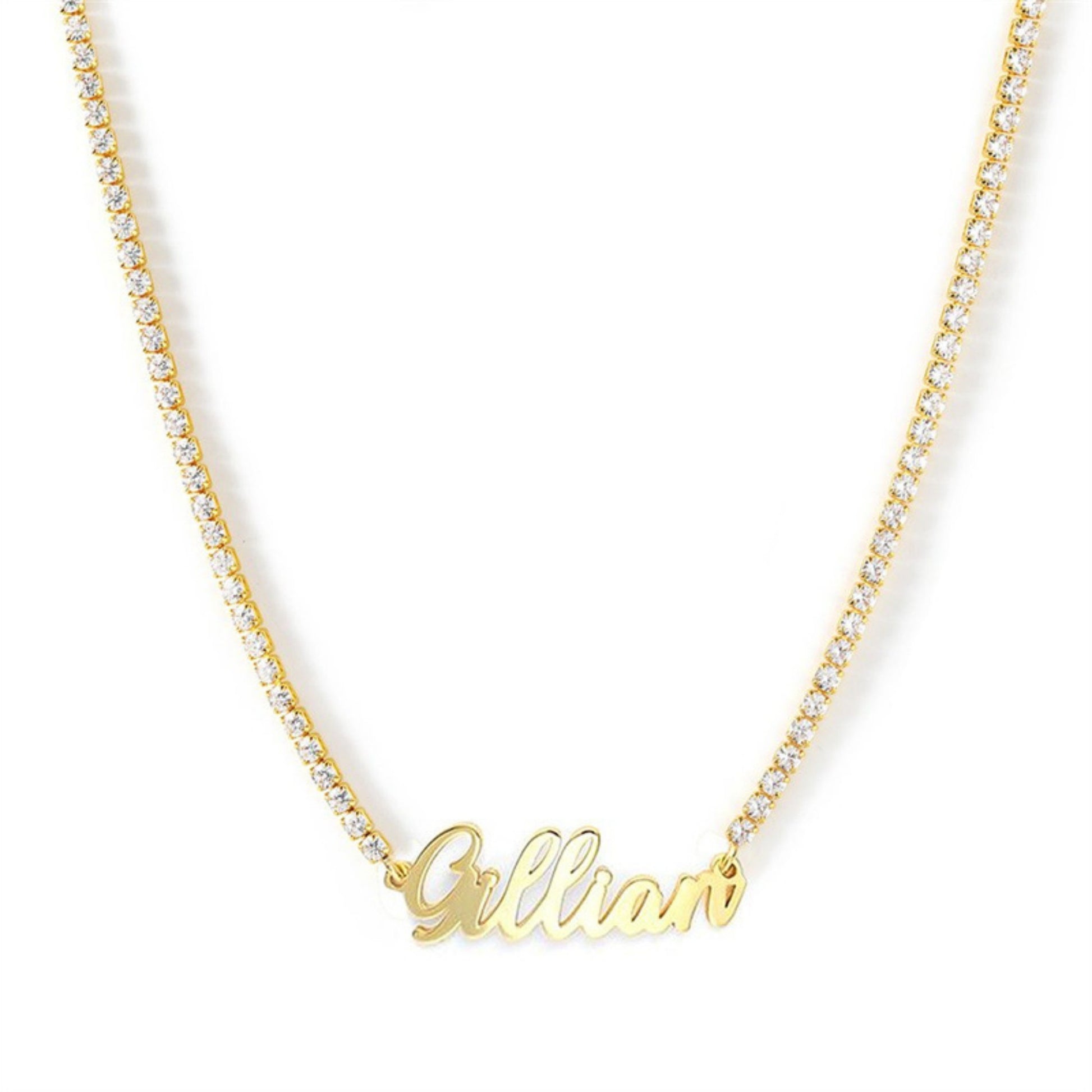 StellarShops Diamond Studded Cuban Chain Name Necklace Personality