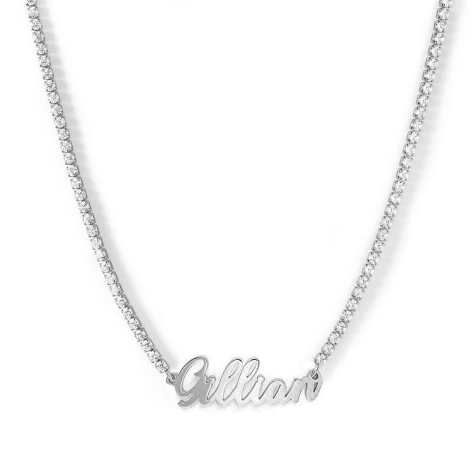 StellarShops Diamond Studded Cuban Chain Name Necklace Personality